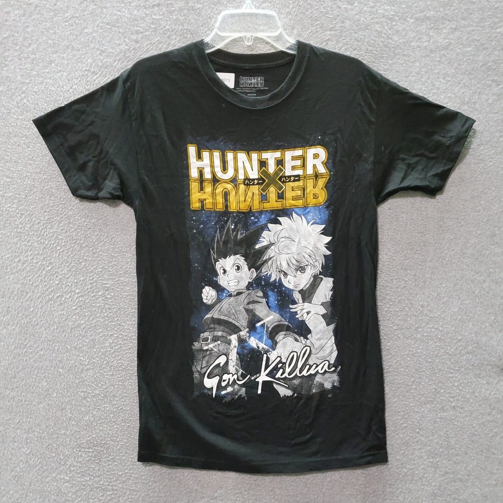 Hunter x Hunter Men T-Shirt Medium Black Graphic Gon & Killua Short Sleeve Tee